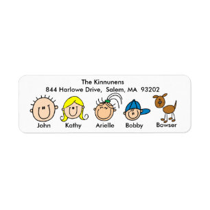 Family With Dog Address Labels