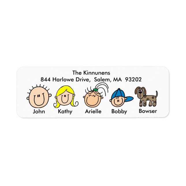 Family With Dog Address Labels (Front)