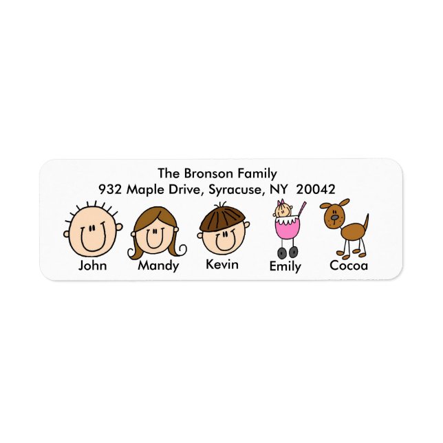 Family With Dog Address Labels (Front)