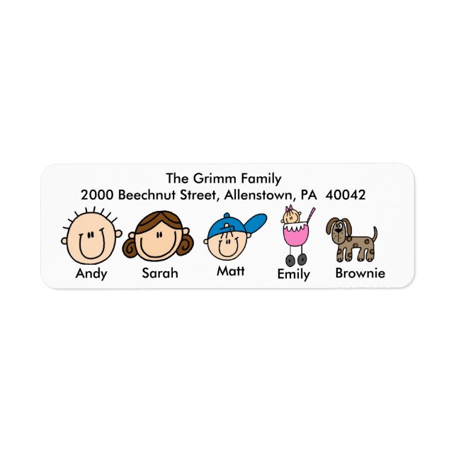 Family With Dog Address Labels (Front)