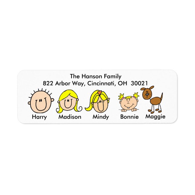 Family With Dog Address Labels (Front)