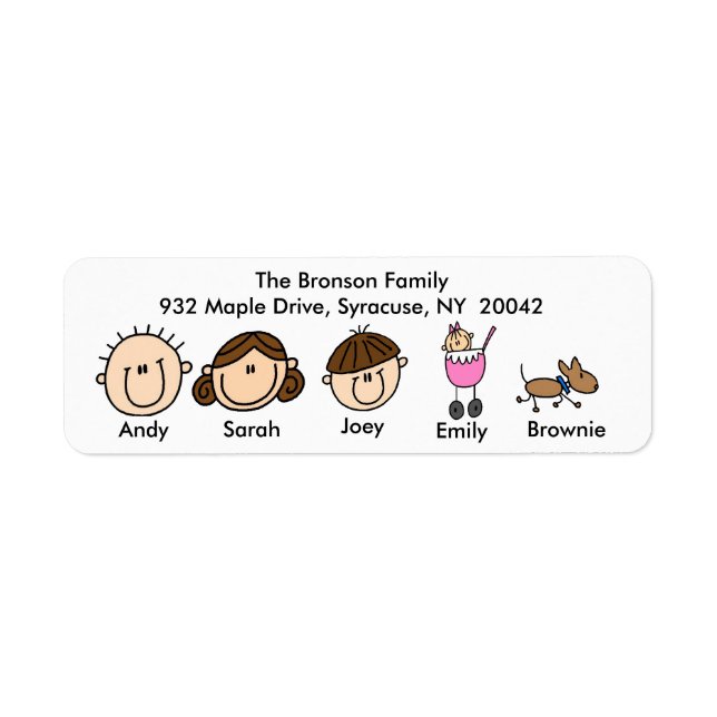 Family With Dog Address Labels (Front)