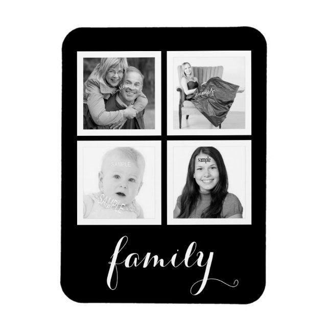 Family with Four Photos Magnet (Vertical)