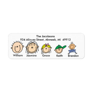 Family With Three Kids Address Labels
