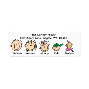 Family With Three Kids Address Labels