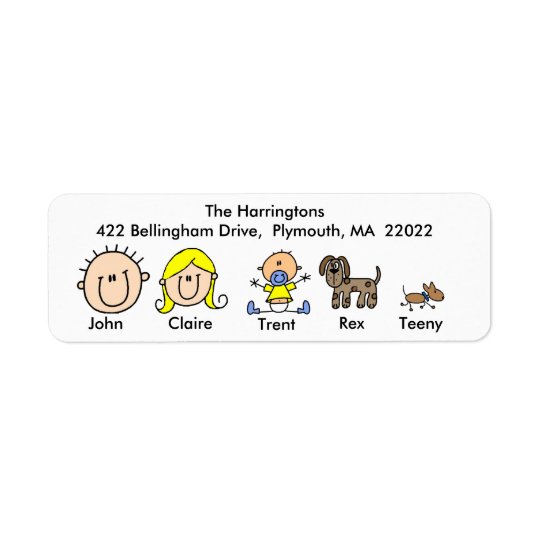 Family With Two Dogs Address Labels