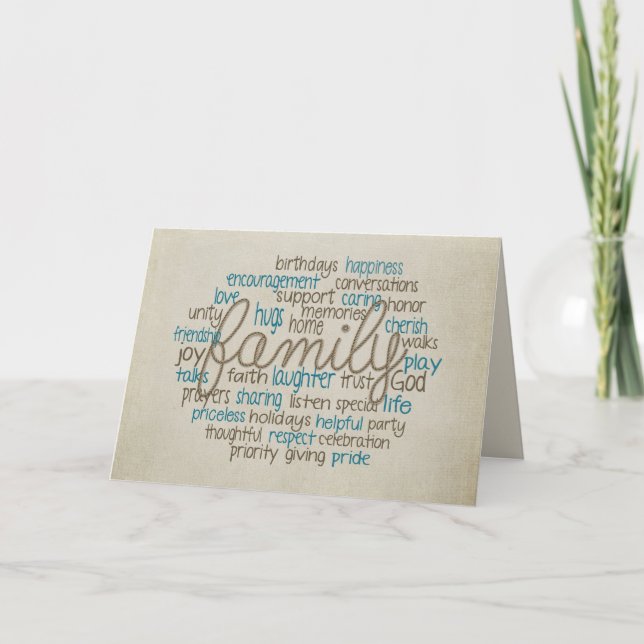 Family Word Cloud For Birthday Card (Front)