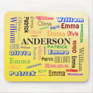 Family Word Cloud Lineage Name Collage Mouse Mat