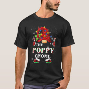 Family Xmas Pajama Poppy Gnome Buffalo Plaid Match T-Shirt