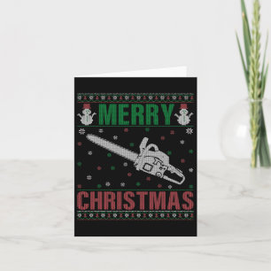 Family Xmas Pajamas Matching Chainsaw Ugly Christm Card