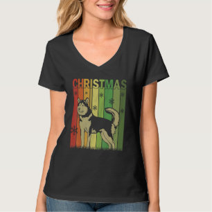 Family Xmas Pj Matching Retro Alaskan Malamute Dog T-Shirt