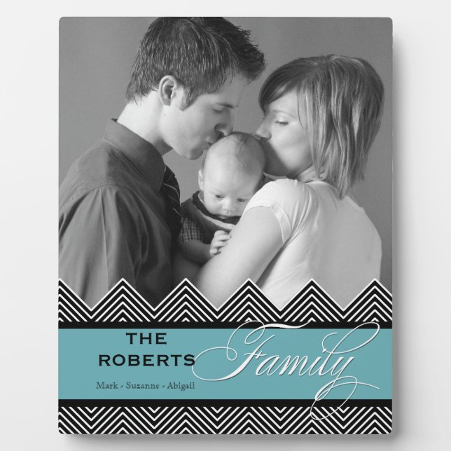 Family Zig Zag Chevron Modern Personalised Photo Plaque (Front)