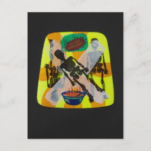 famine skeleton postcard