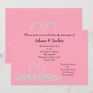 FAMINGO PINK SWAN ELEGANT WEDDING INVITATION