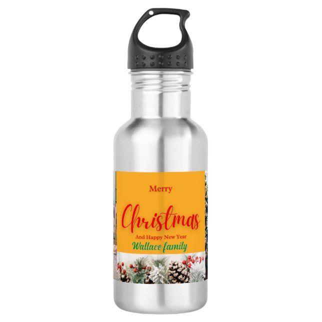 famiy christmas photo ,customise 532 ml water bottle (Front)
