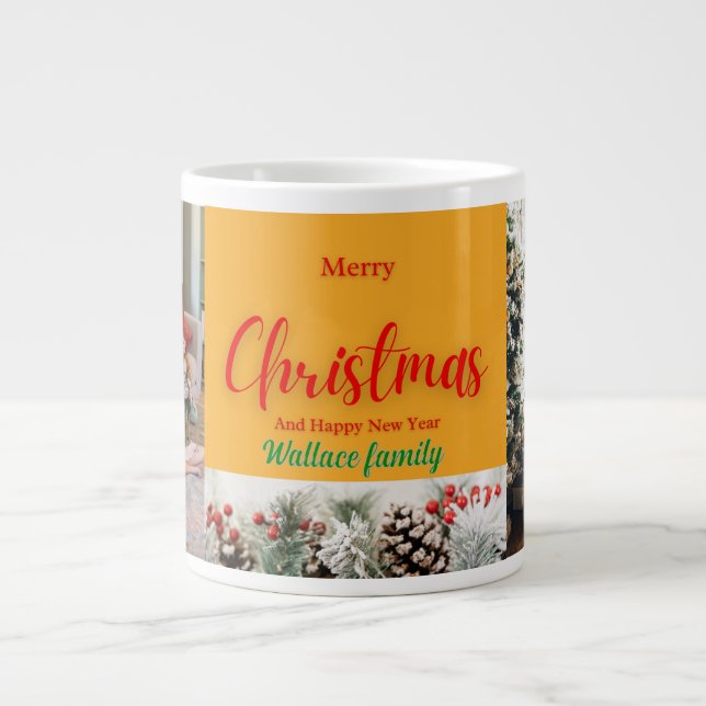 famiy christmas photo ,customise  large coffee mug (Front)