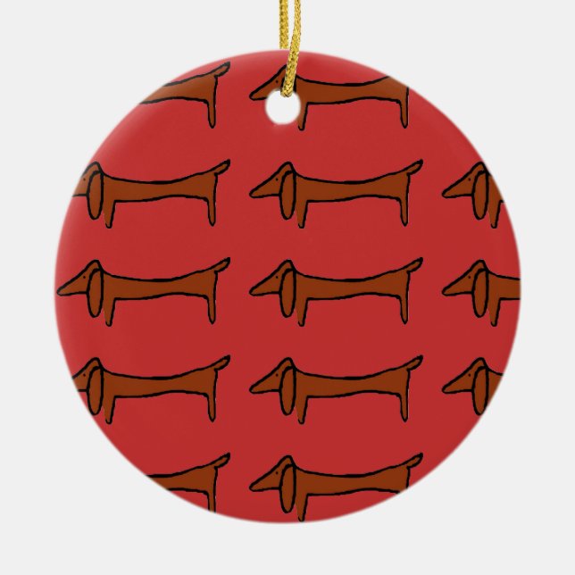 Famous Abstract Dachshund Ceramic Tree Decoration (Front)