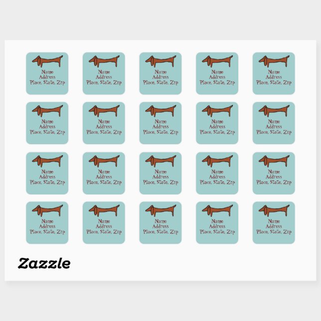 Famous Abstract Dachshund Square Sticker (Sheet)