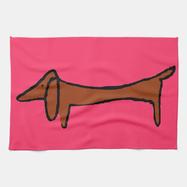 Famous Abstract Dachshund Tea Towel (Horizontal)