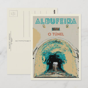 Famous Albufeira Beach Access Tunnel, Algarve Postcard