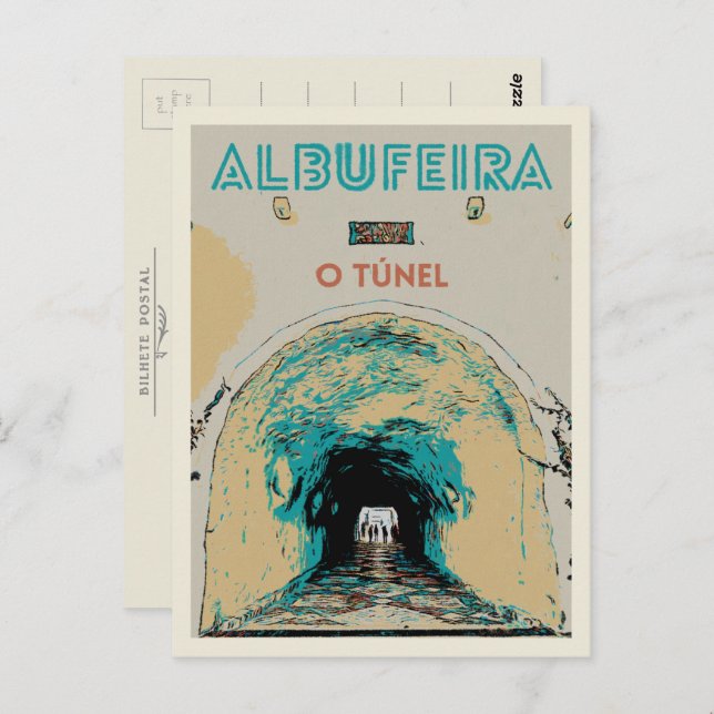 Famous Albufeira Beach Access Tunnel, Algarve Postcard (Front/Back)