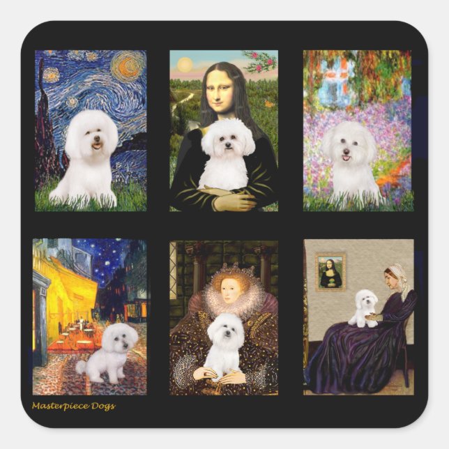 Famous Art Bichon Frise Composite Square Sticker (Front)