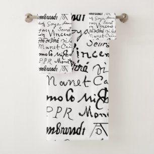 Famous Artists' Signatures Pattern Bath Towel Set