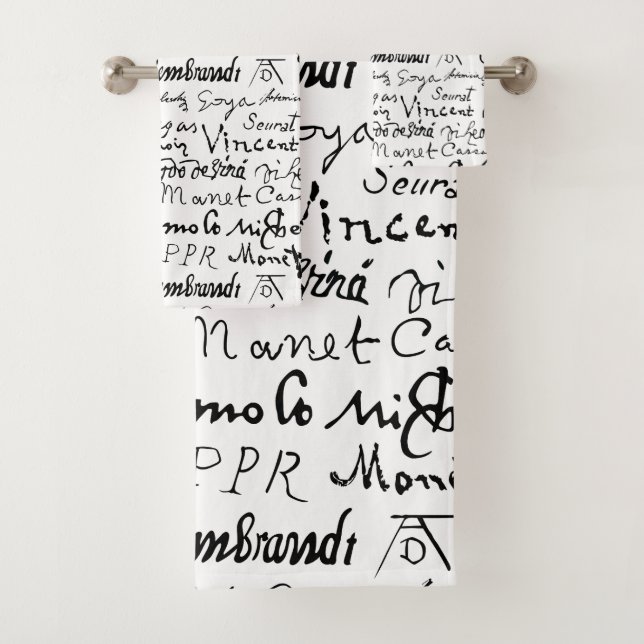 Famous Artists' Signatures Pattern Bath Towel Set (Insitu)