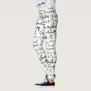 Famous Artists' Signatures Pattern Duvet Cover Leggings
