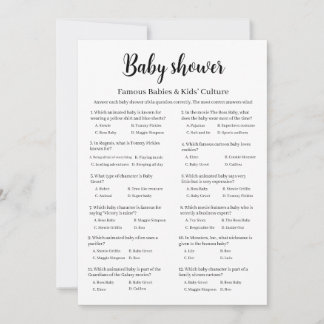 Famous Babies Baby Shower Game, Culture Trivia Invitation