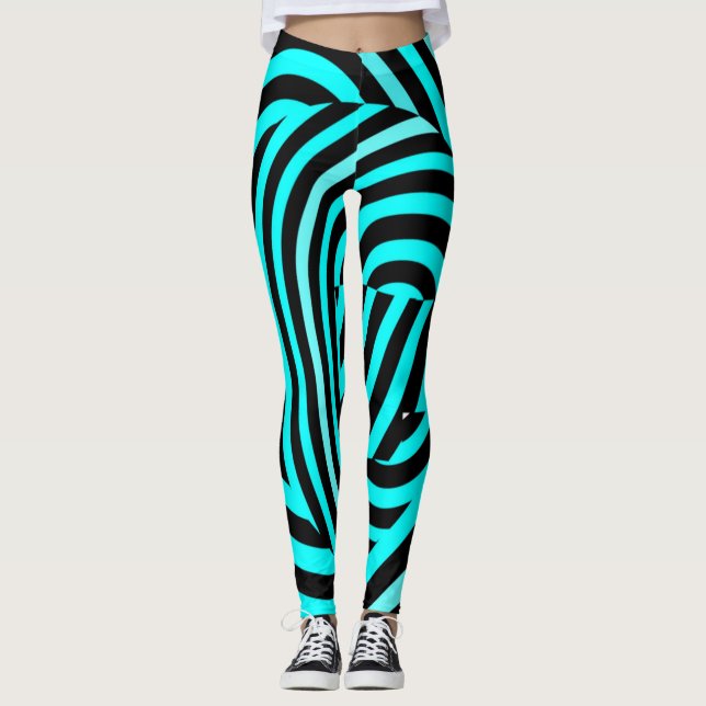 Famous Blue Tiger Stripes Leggings (Front)