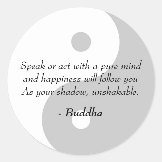 Famous Buddha Quotes - Pure Mind and Happiness Classic Round Sticker (Front)