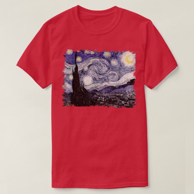 Famous Classic Art The Starry Night Remix Van Gogh T-Shirt (Design Front)