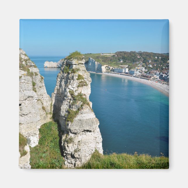 Famous cliffs of Etretat in France Postcard Metal  Magnet (Front)