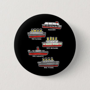 Famous Cruise Ship RMS Titanic Britanic Poseidon 6 Cm Round Badge