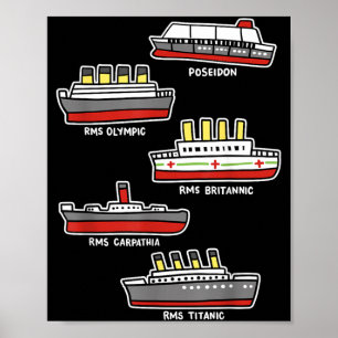Famous Cruise Ship RMS Titanic Britanic Poseidon Poster
