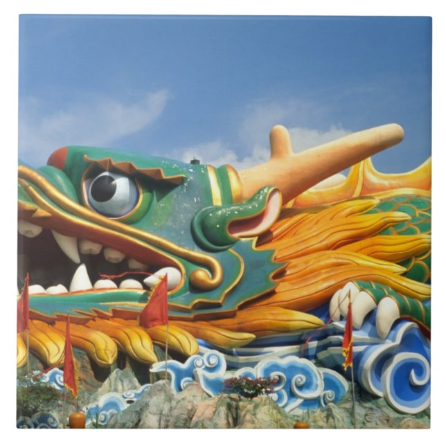 Famous Dragon at Haw Par Villa in Singapore Asia Tile (Front)