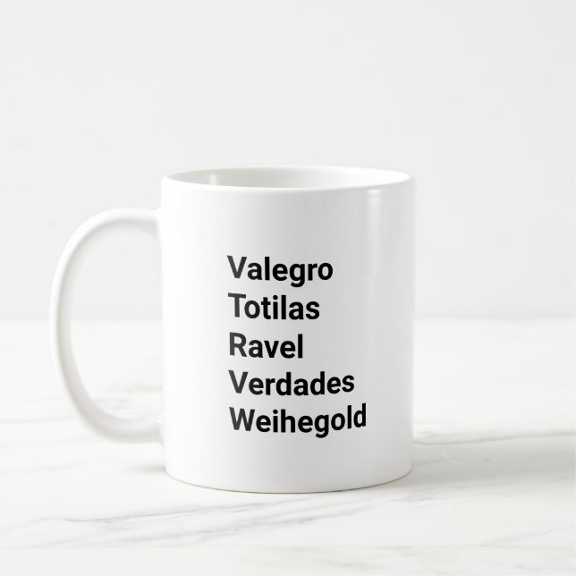 Famous dressage horses names equestrian coffee mug (Left)