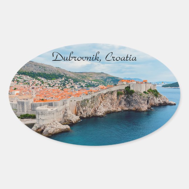 Famous Dubrovnik Old Town roofs & walls - Croatia Oval Sticker (Front)