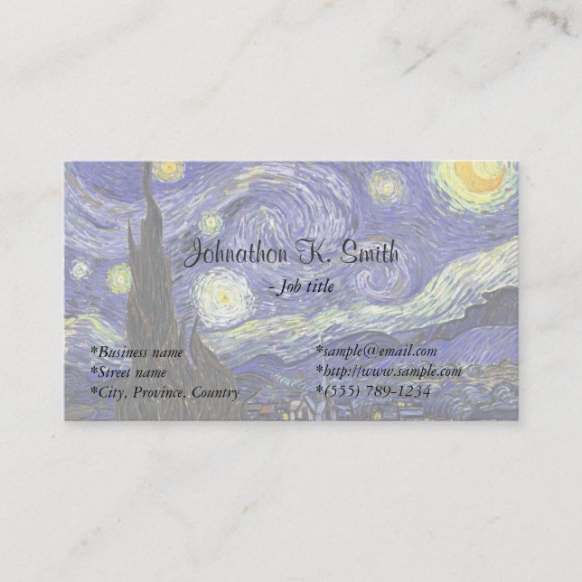 Famous fine art  Starry Night Business Card (Front)