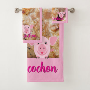 Famous French proverb about porc Bath Towel Set