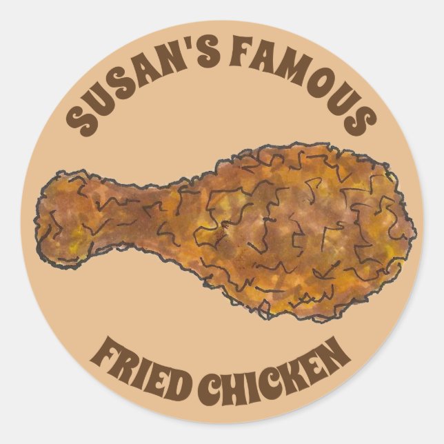 Famous Fried Chicken Leg Personalised Homemade By Classic Round Sticker (Front)