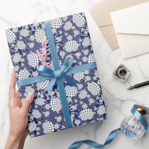 Famous Full Mandelbrot Set Blue White Pattern Wrapping Paper