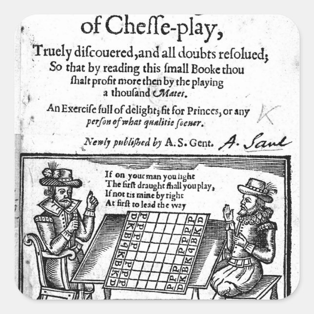 Famous Game of Chess, 1614 Square Sticker (Front)