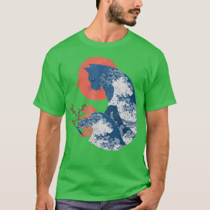 Famous Great Wave Kanagawa Ukiyoe Neko Kaiju Whims T-Shirt