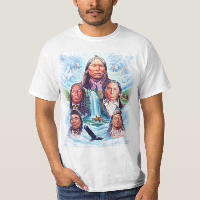 Famous Indian Chiefs Native Americans Mens White T-Shirt (Front)