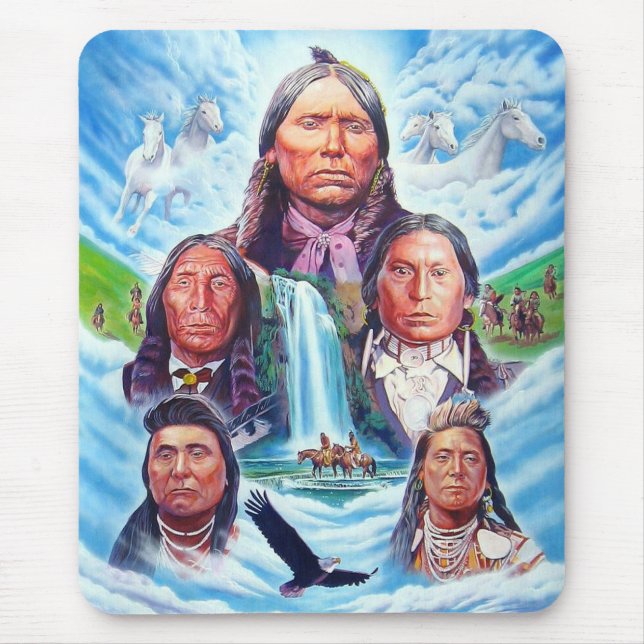Famous Indian Chiefs Native Americans Painting Mouse Mat (Front)