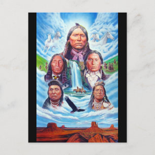 Famous Indian Chiefs Native Americans Painting Postcard