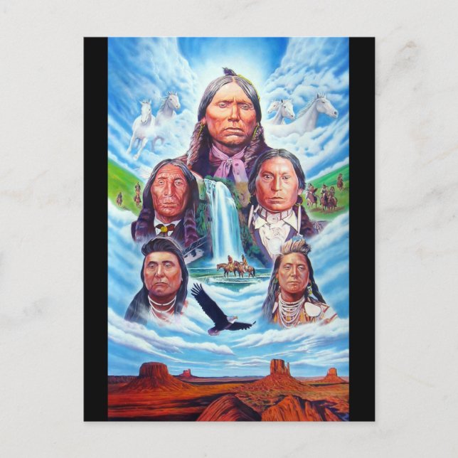 Famous Indian Chiefs Native Americans Painting Postcard (Front)