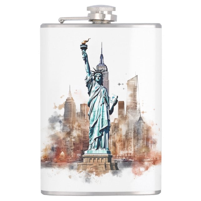 Famous landmarks design hip flask (Front)